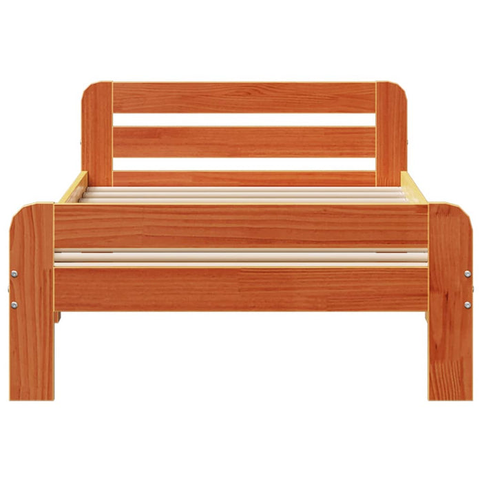 Cadru pat fără saltea, maro ceruit, 75x190 cm, lemn masiv pin - WALTI WALTI