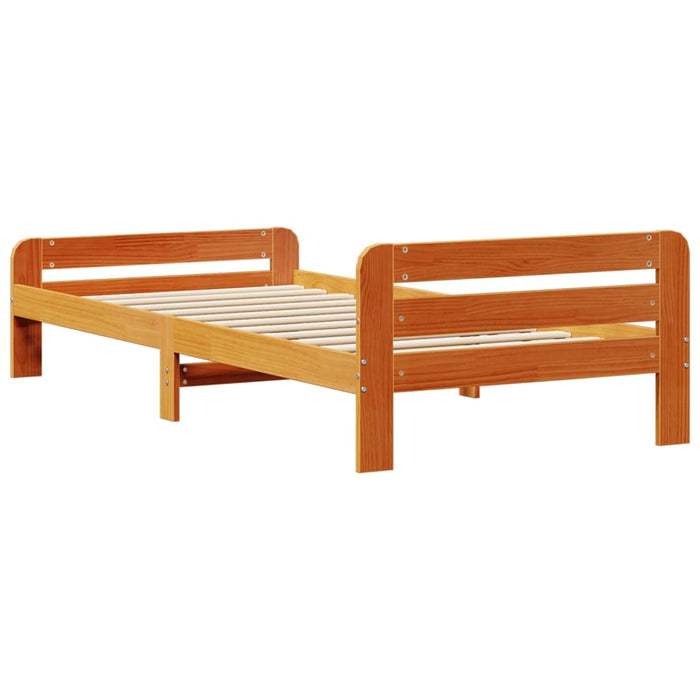 Cadru pat fără saltea, maro ceruit, 75x190 cm, lemn masiv pin - WALTI WALTI