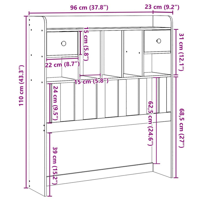 Tăblie de pat cu depozitare alb 90 cm lemn masiv de pin WALTI