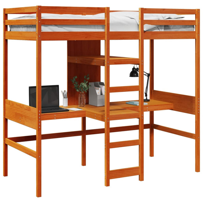 Cadru pat supraetajat fără saltea maro 90x190 cm lemn masiv pin - WALTI WALTI