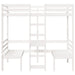Cadru pat etajat, birou/scaune, alb, 90x200 cm, lemn masiv pin - WALTI WALTI