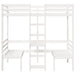 Cadru pat etajat, birou/scaune, alb, 80x200 cm, lemn masiv pin - WALTI WALTI