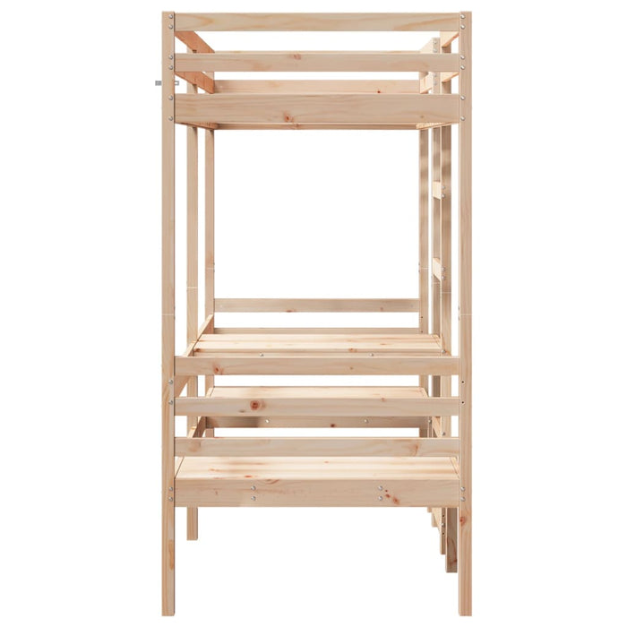 Cadru pat etajat, birou/scaune, 90x190 cm, lemn masiv pin - WALTI WALTI