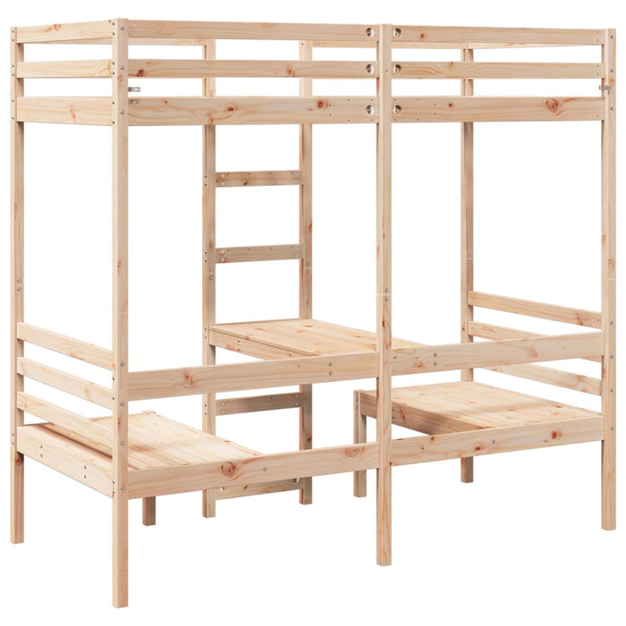 Cadru pat etajat, birou/scaune, 90x190 cm, lemn masiv pin - WALTI WALTI