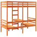 Cadru pat etajat birou/scaune, maro, 90x190 cm, lemn masiv pin - WALTI WALTI