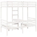Cadru pat etajat, birou/scaune, alb, 75x190 cm, lemn masiv pin - WALTI WALTI