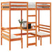 Cadru pat etajat birou/scaune, maro, 75x190 cm, lemn masiv pin - WALTI WALTI