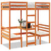 Cadru pat etajat birou/scaune, maro, 75x190 cm, lemn masiv pin - WALTI WALTI