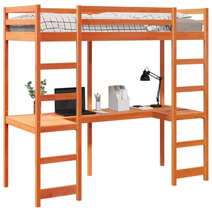 Cadru pat supraetajat fără saltea maro 80x200 cm lemn masiv pin - WALTI WALTI