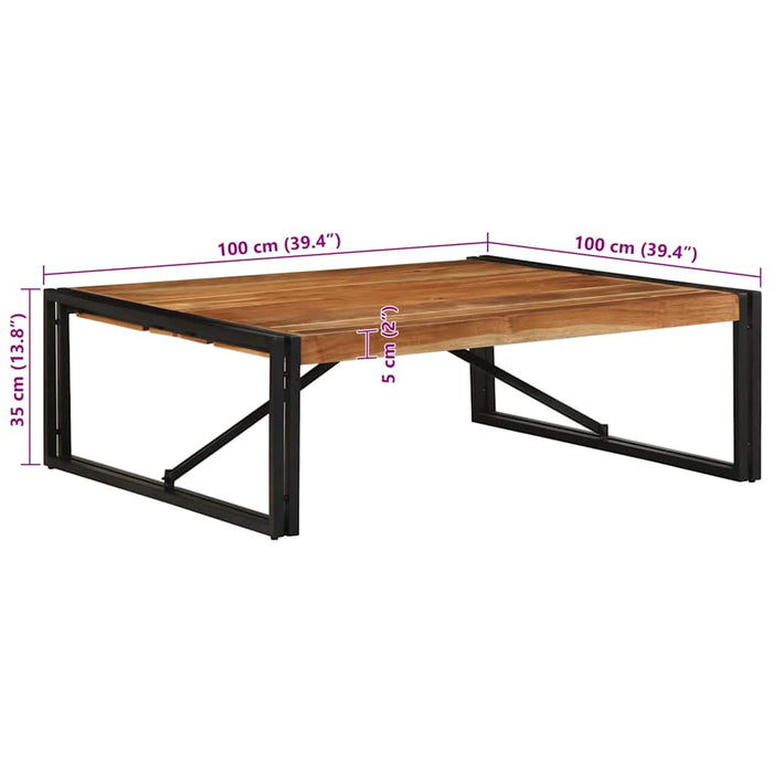 Masuta de cafea 100x100x35 cm din lemn masiv de salcam WALTI