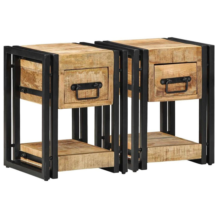 Dulap de noapte 2 pcs Maro 30 x 30 x 40 cm Lemn masiv de mango - WALTI WALTI