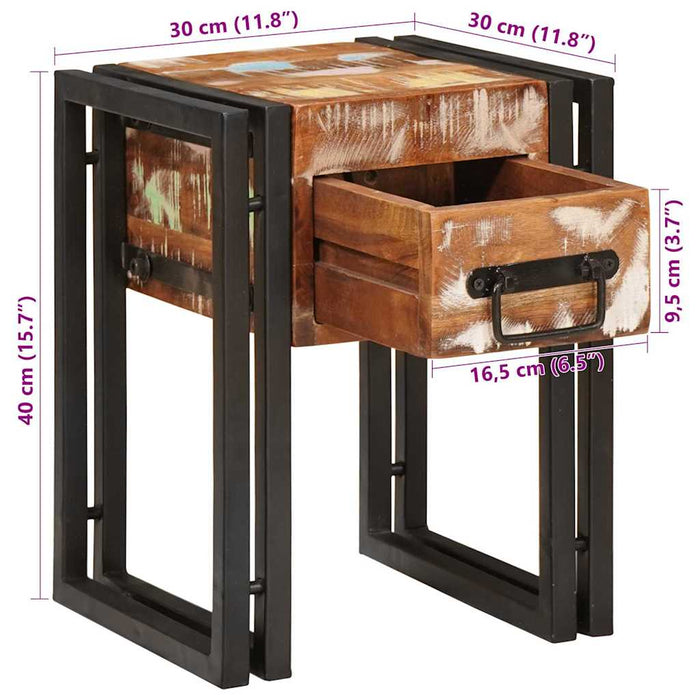 Măsuță laterală 30 x 30 x 40 cm Lemn reciclat solid și metal - WALTI WALTI