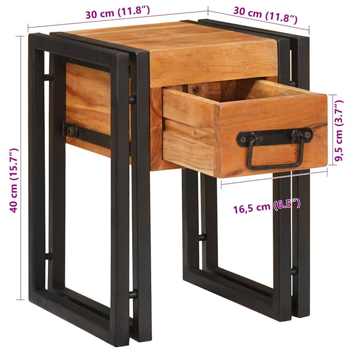 Măsuță laterală 30 x 30 x 40 cm Lemn solid de acacia și metal - WALTI WALTI