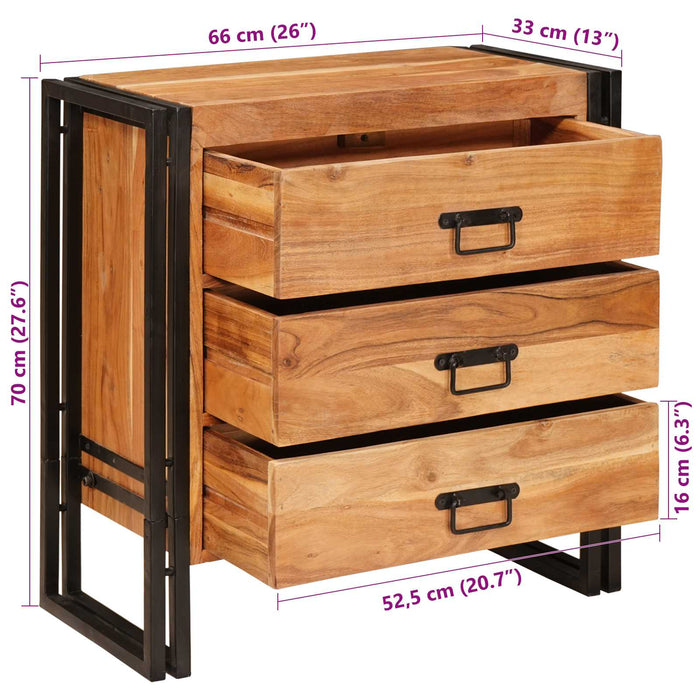 Bufet cu sertar Maro 66 x 33 x 70 cm Lemn Solid de Acacia WALTI