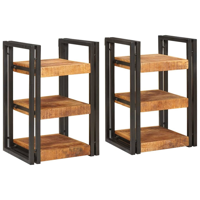 Noptieră 2 pcs Maro și negru Lemn de mango solid - WALTI WALTI