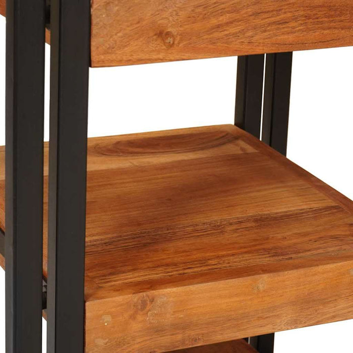 Noptieră 2 pcs Maro și negru Lemn Solid de Acacia - WALTI WALTI