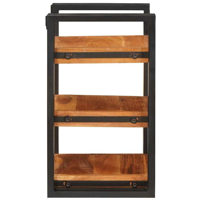 Noptieră 2 pcs Maro și negru Lemn Solid de Acacia - WALTI WALTI