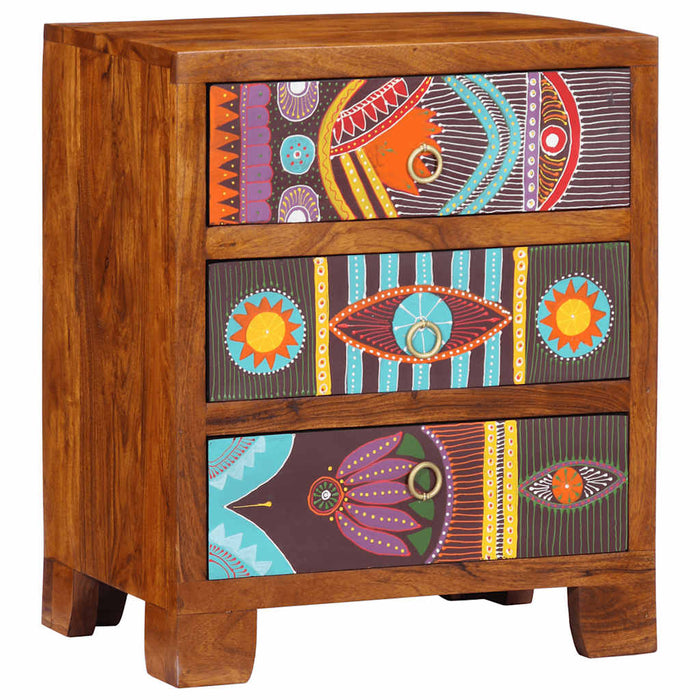 Bufetă multicolor 50x35x60 din lemn masiv de salcâm WALTI