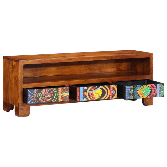 Dulap TV multicolor 110x30x40 din lemn masiv de salcam WALTI