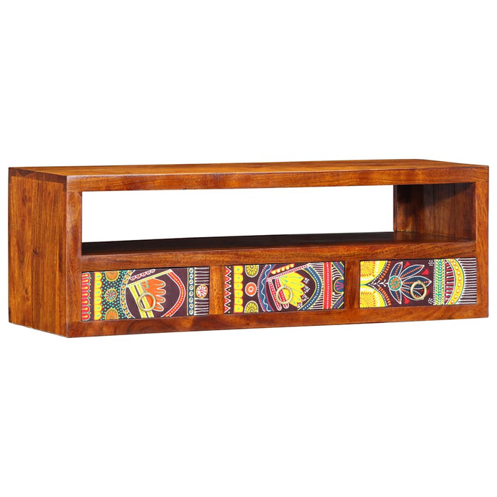 Dulap TV de perete multicolor 90x30x30 din lemn masiv de salcam - WALTI WALTI