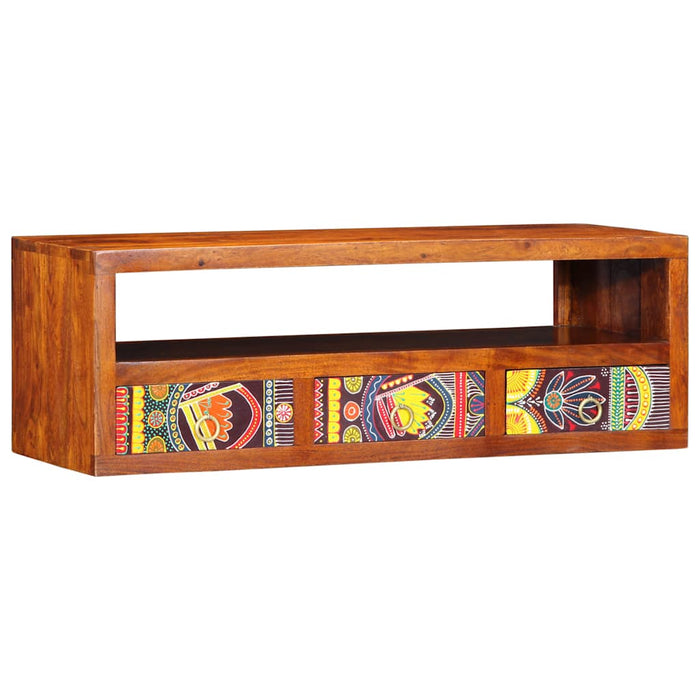 Dulap TV de perete multicolor 90x30x30 din lemn masiv de salcam - WALTI WALTI