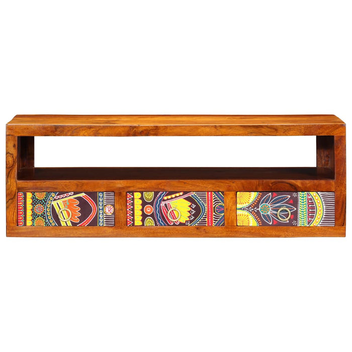 Dulap TV de perete multicolor 90x30x30 din lemn masiv de salcam - WALTI WALTI