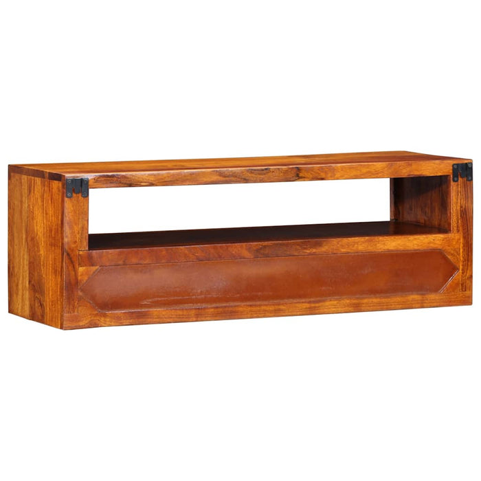 Dulap TV de perete multicolor 90x30x30 din lemn masiv de salcam - WALTI WALTI
