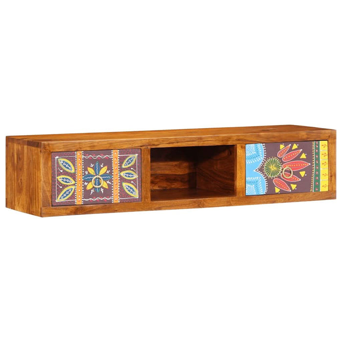 Dulap TV de perete multicolor 100x30x22 lemn masiv de salcam - WALTI WALTI