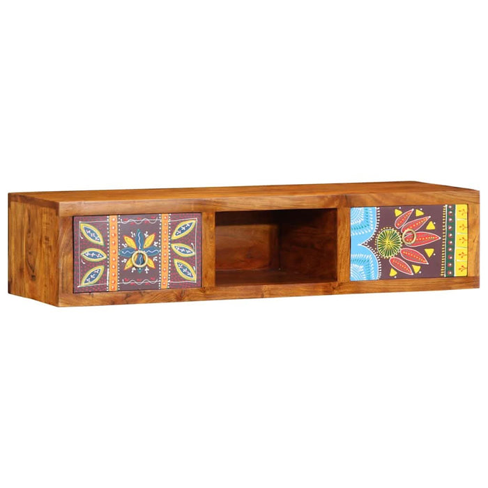 Dulap TV de perete multicolor 100x30x22 lemn masiv de salcam - WALTI WALTI