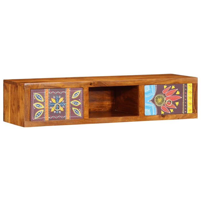 Dulap TV de perete multicolor 100x30x22 lemn masiv de salcam - WALTI WALTI