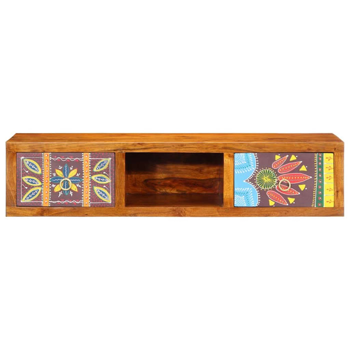 Dulap TV de perete multicolor 100x30x22 lemn masiv de salcam - WALTI WALTI