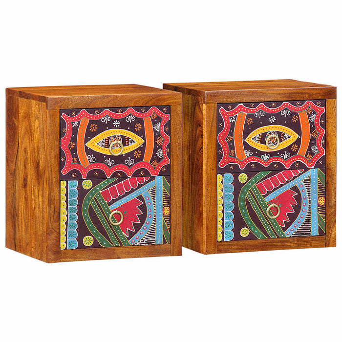 Dulap de noapte 2 pcs Maro 35 x 30 x 40 cm lemn masiv de acacia - WALTI WALTI