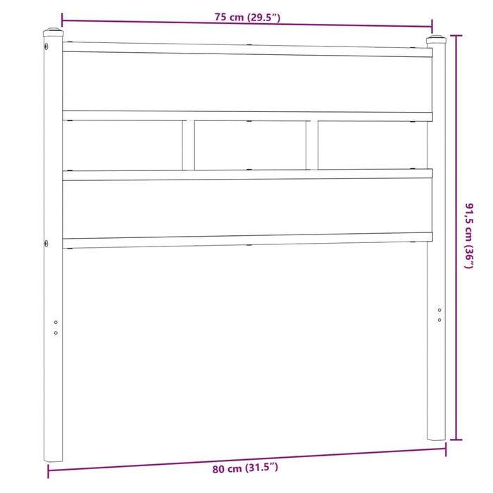 Tăblie de pat, stejar fumuriu, 75 cm, fier și lemn prelucrat - WALTI WALTI