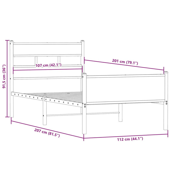 Cadru pat fără saltea, stejar fumuriu 107x200 cm lemn prelucrat - WALTI WALTI