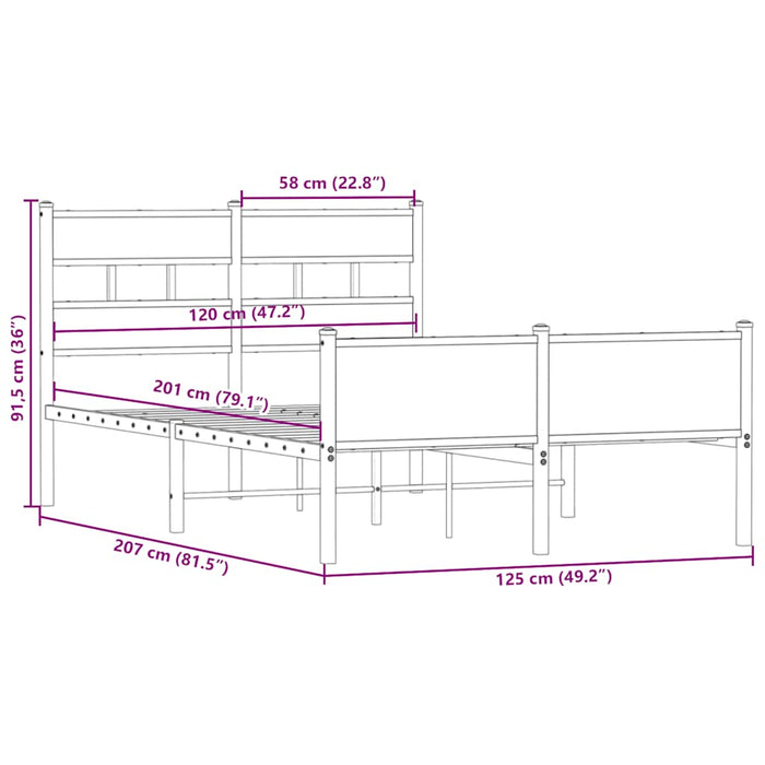 Cadru pat fără saltea stejar fumuriu 120x200 cm, lemn prelucrat - WALTI WALTI