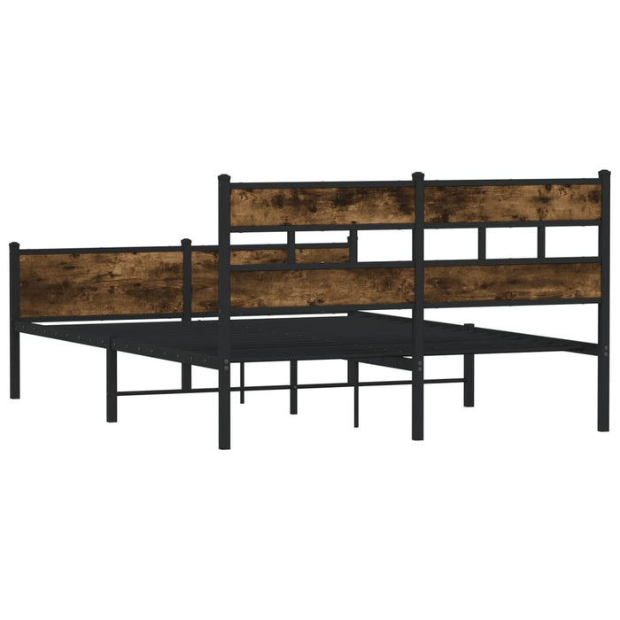 Cadru pat fără saltea stejar fumuriu 150x200 cm lemn prelucrat WALTI
