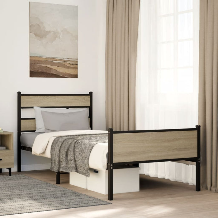 Cadru pat fără saltea stejar sonoma 100x200 cm lemn prelucrat - WALTI WALTI