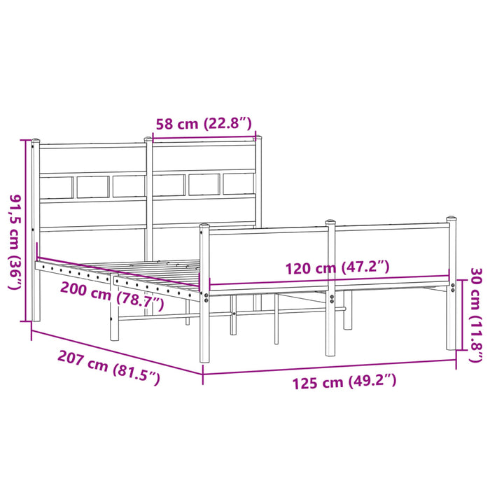 Cadru pat fără saltea stejar sonoma 120x200 cm, lemn prelucrat - WALTI WALTI