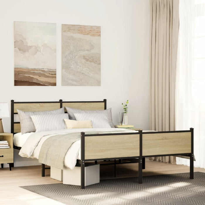 Cadru pat fără saltea stejar sonoma 150x200 cm lemn prelucrat WALTI