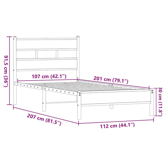 Cadru pat fără saltea, stejar maro, 107x200 cm, lemn prelucrat - WALTI WALTI