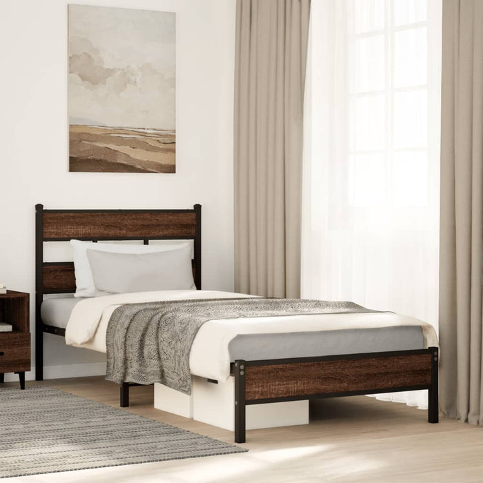 Cadru pat fără saltea, stejar maro, 107x200 cm, lemn prelucrat - WALTI WALTI