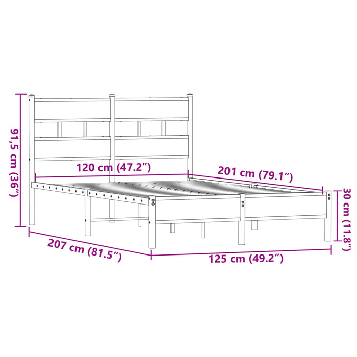 Cadru pat fără saltea stejar maro 120x200 cm, lemn prelucrat - WALTI WALTI