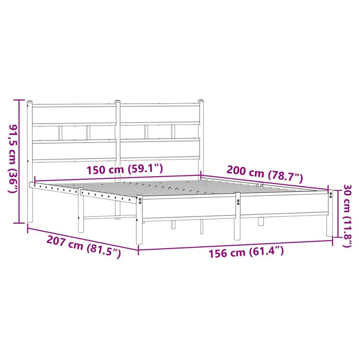 Cadru pat fără saltea stejar maro 150x200 cm lemn prelucrat - WALTI WALTI