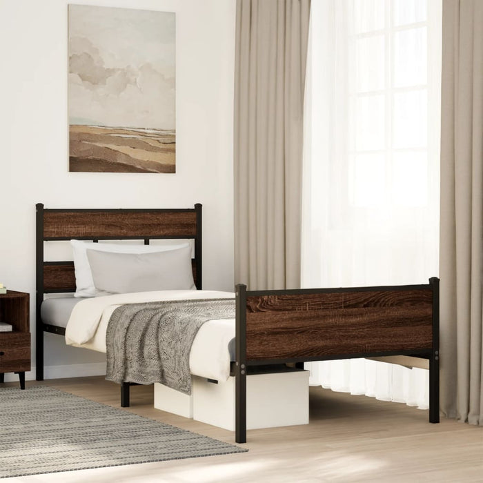 Cadru pat fără saltea, stejar maro 75x190 cm lemn prelucrat - WALTI WALTI