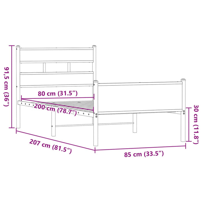 Cadru pat fără saltea, stejar maro 80x200 cm lemn prelucrat - WALTI WALTI