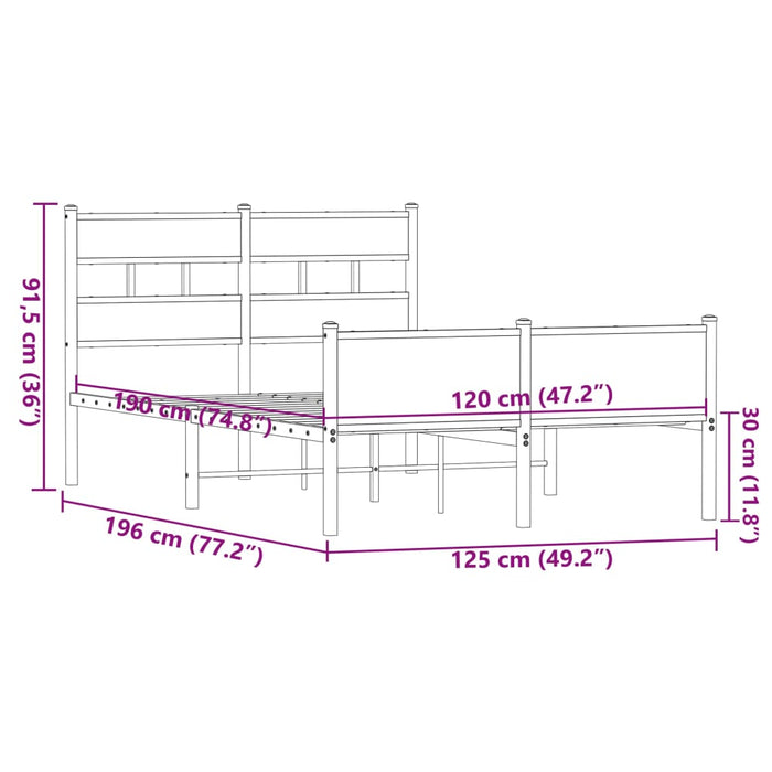 Cadru pat fără saltea stejar maro 120x190 cm, lemn prelucrat - WALTI WALTI