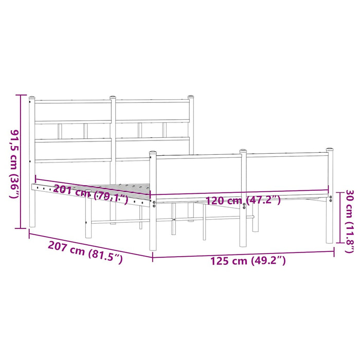 Cadru pat fără saltea stejar maro 120x200 cm, lemn prelucrat - WALTI WALTI