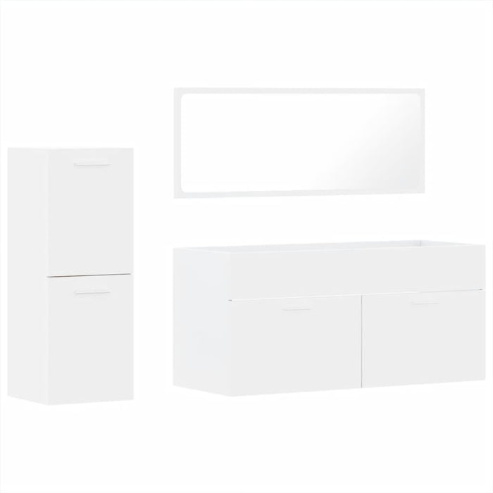 Set mobilier de baie, 3 piese, alb, lemn compozit WALTI
