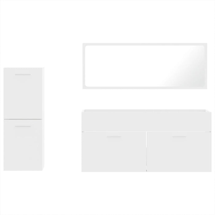 Set mobilier de baie, 3 piese, alb, lemn compozit WALTI