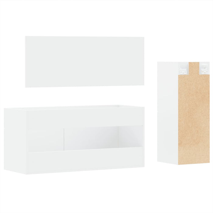 Set mobilier de baie, 3 piese, alb, lemn compozit WALTI